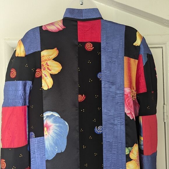 Rare Vintage Jeanne Marc LG Patchwork Floral Rainbow Art to Wear Jacket Duster - Picture 8 of 11